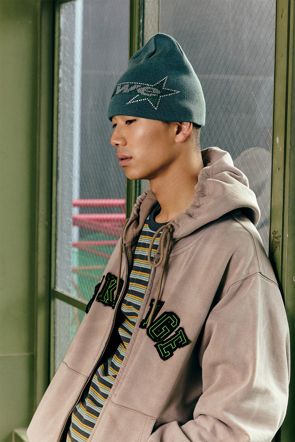 Rhinestone We Star Logo Beanie