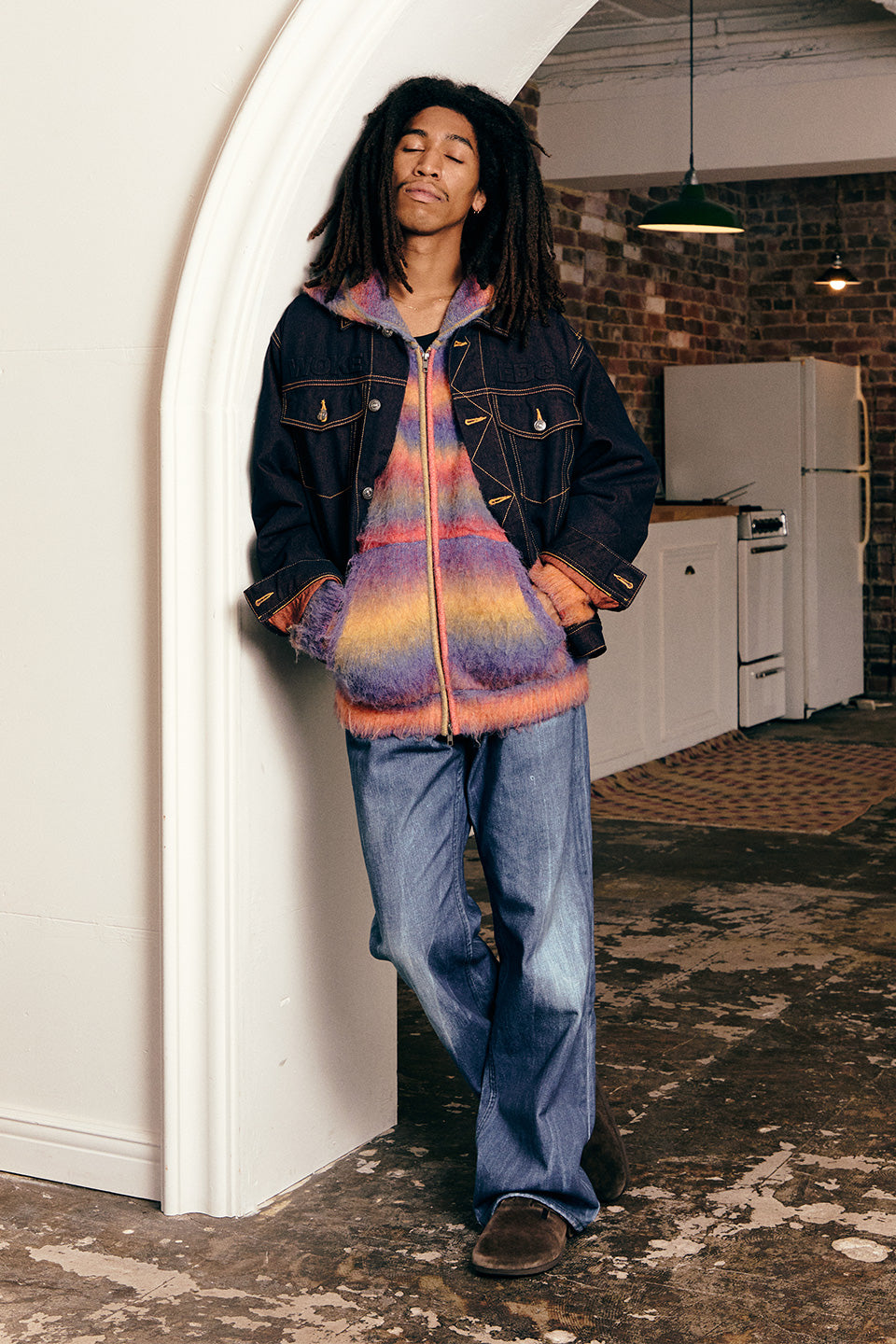 Gradation Mohair Zip Knit｜WOKE EDGE｜フーディー