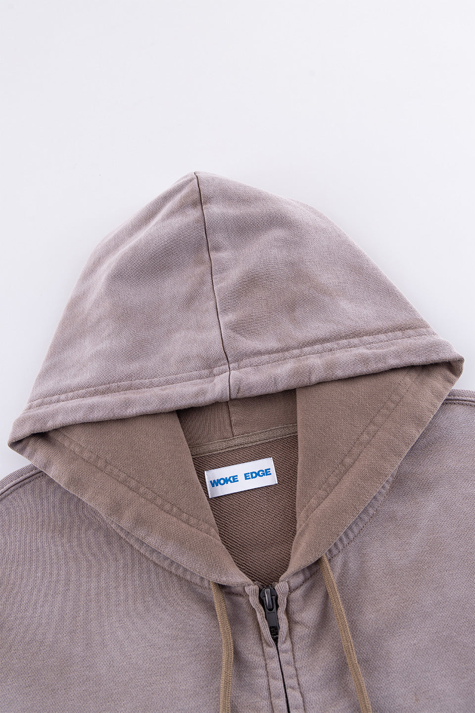 Faded Embroidery Zip Up Hoodie