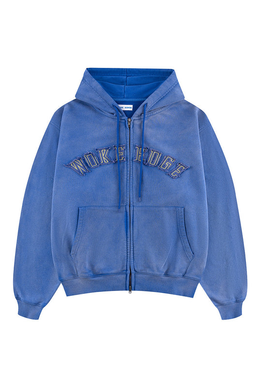 Faded Embroidery Zip Up Hoodie