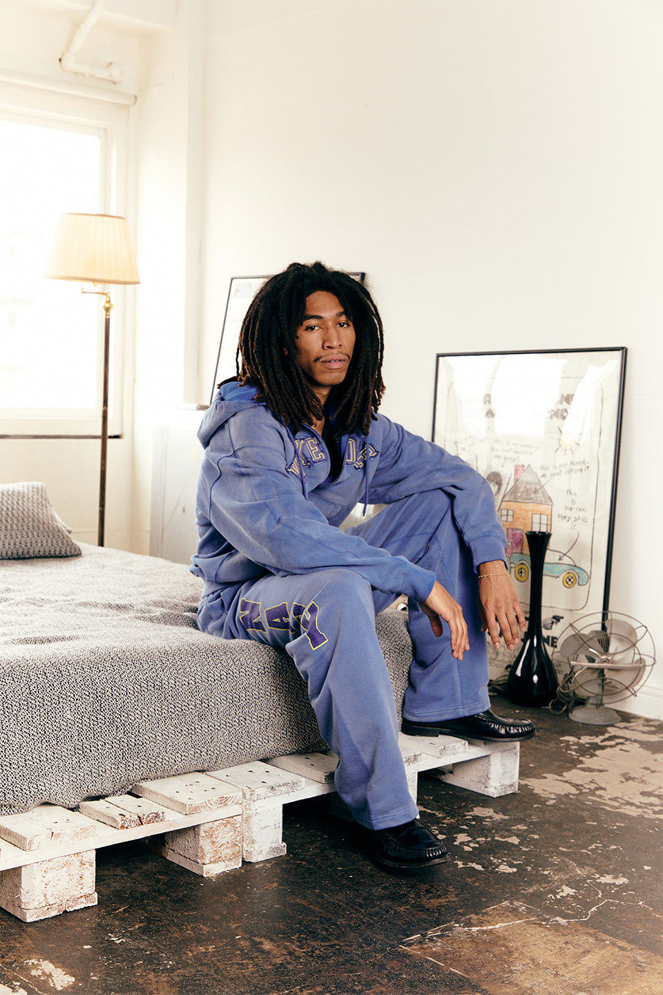 Faded Embroidery Zip Up Hoodie