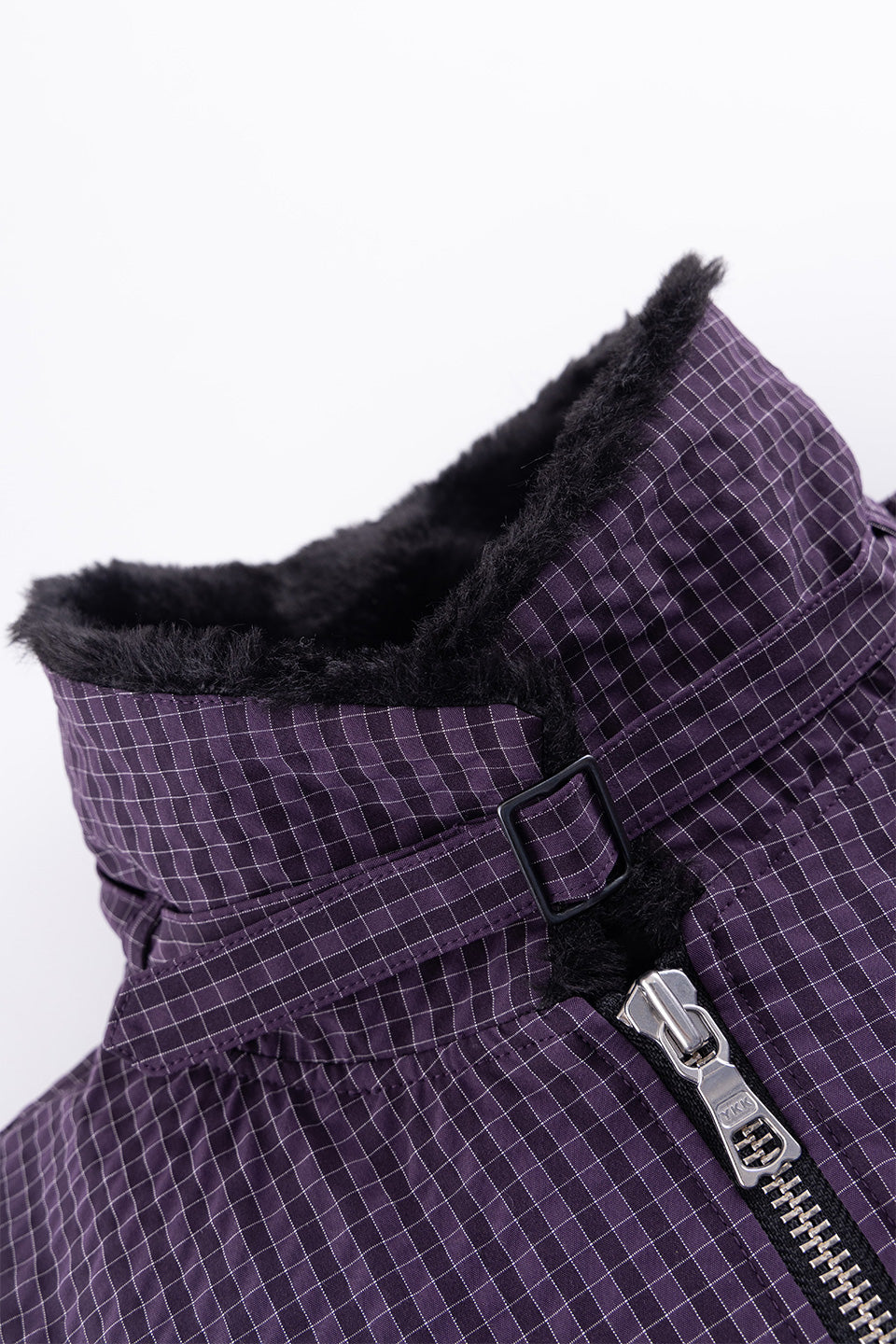Fur Collar Checkered Down Jacket