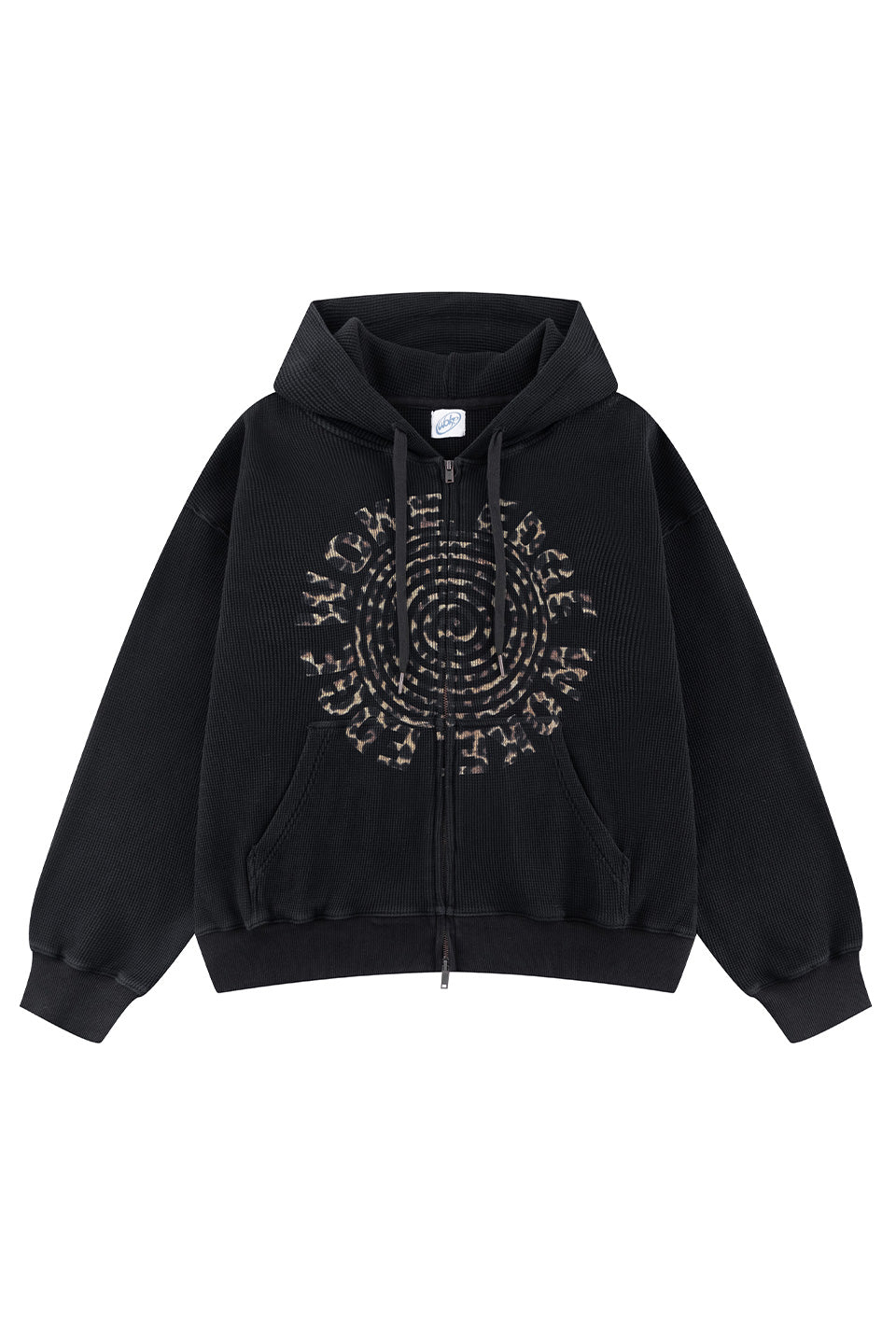 Leopard Circle Logo Thermal Zip Hoodie