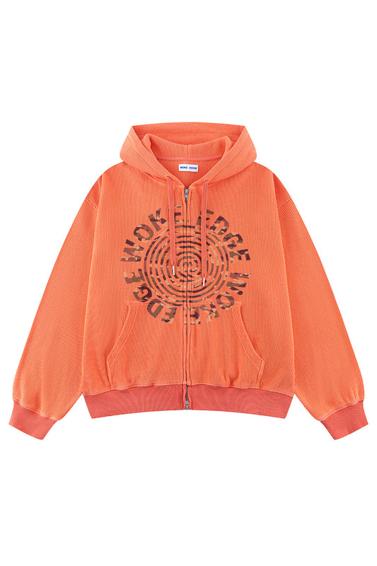 Washed Thermal Zip Hoodie